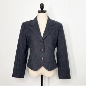 Pendleton Vintage Blazer Gray Wool Western Land Girl 80s Prairie Twee Size 8